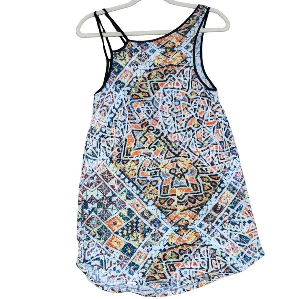 Free People Casual Short dress abstract novelty print one shoulder coverup Small